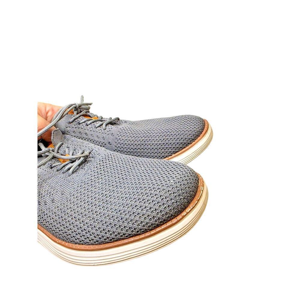 Athlefit Mens Casual Knit Sneakers Size‎ 9 Gray & Brown With Faux Leather Accent - Picture 13 of 15
